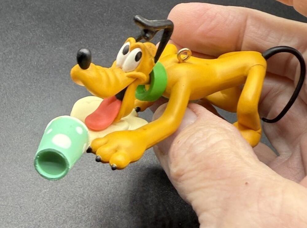 Disney Pluto Christmas 3" Ornament Figure Spilled Soda & French Fries Dog